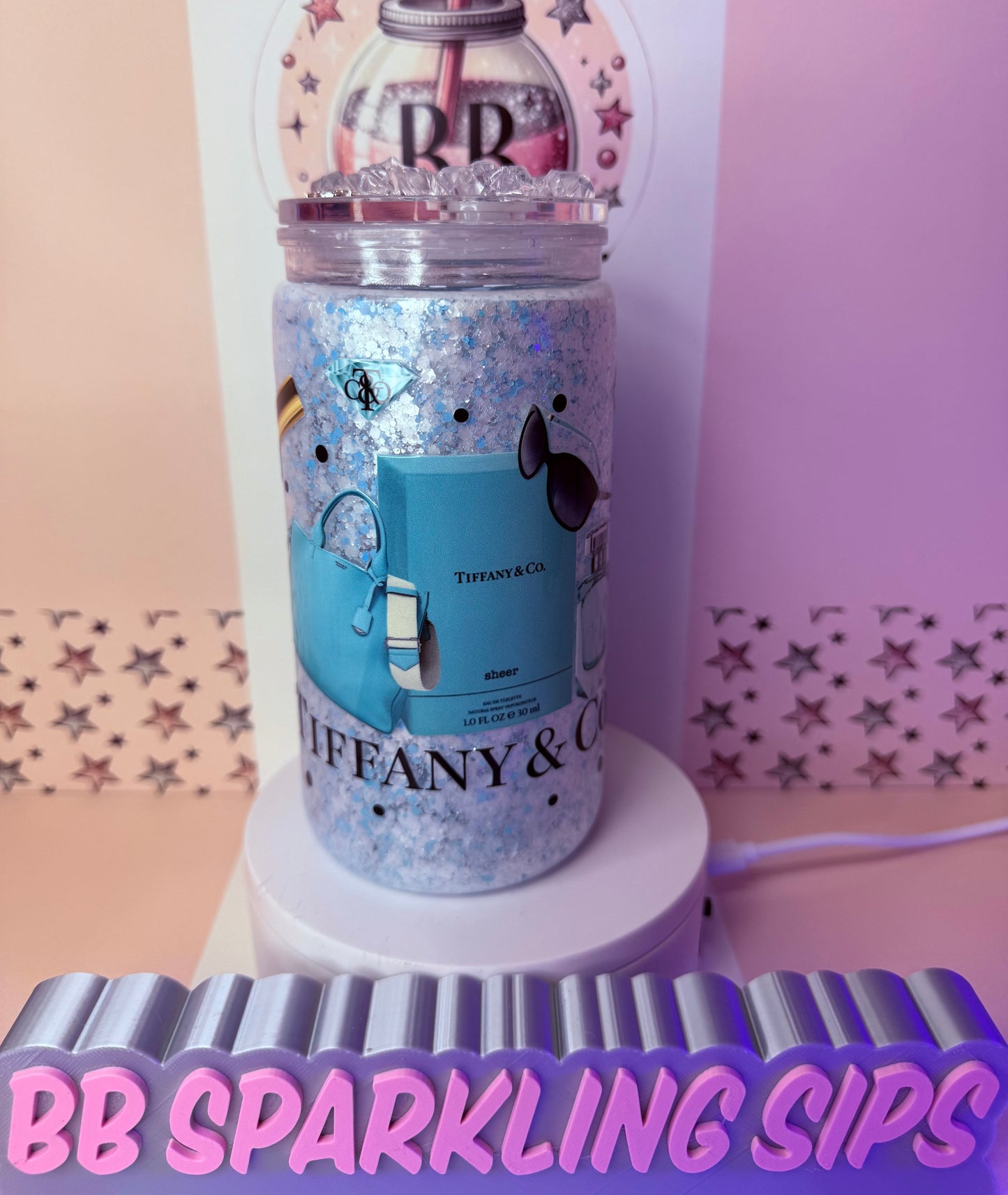 Tiffany 16oz acrylic “No globe” snowglobe cup
