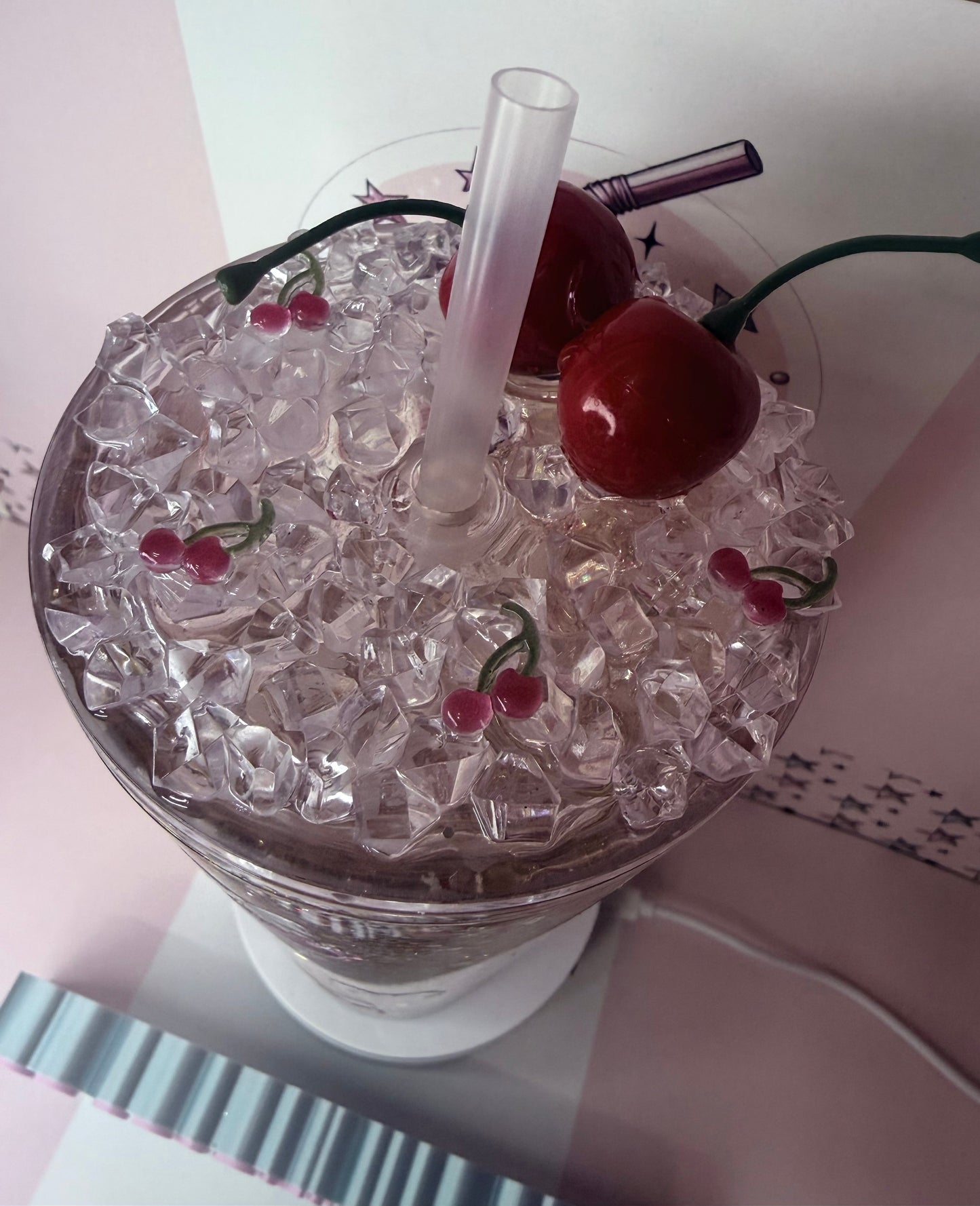 Bows & Cherries 24oz acrylic waterfall tumbler