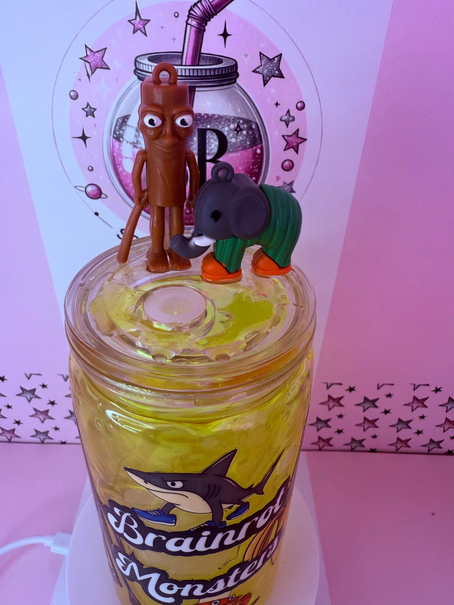 Italian Brain Rot 16oz acrylic yellow drip snowglobe cup