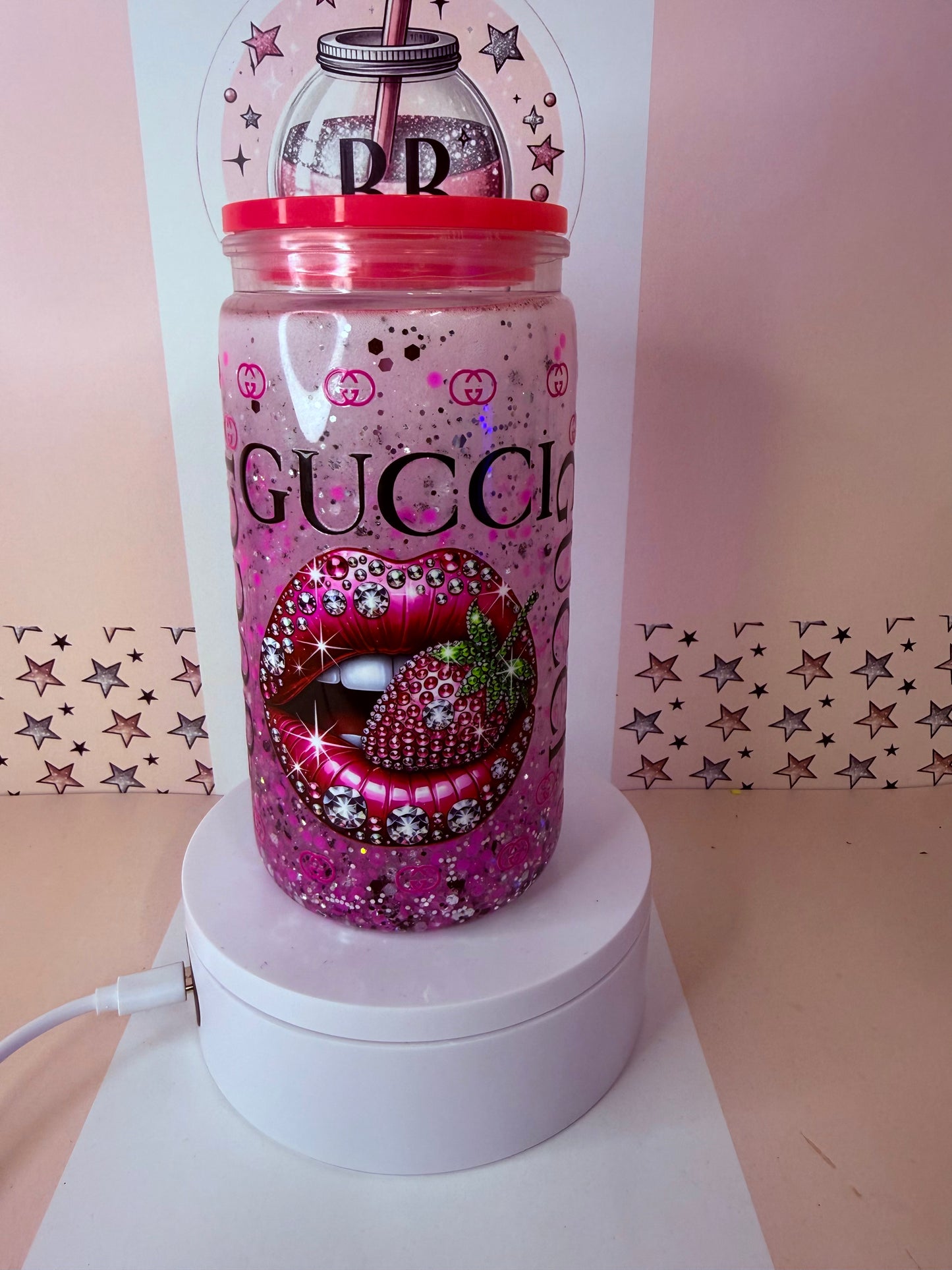 G inspired 16oz acrylic crystal fizz snowglobe cup