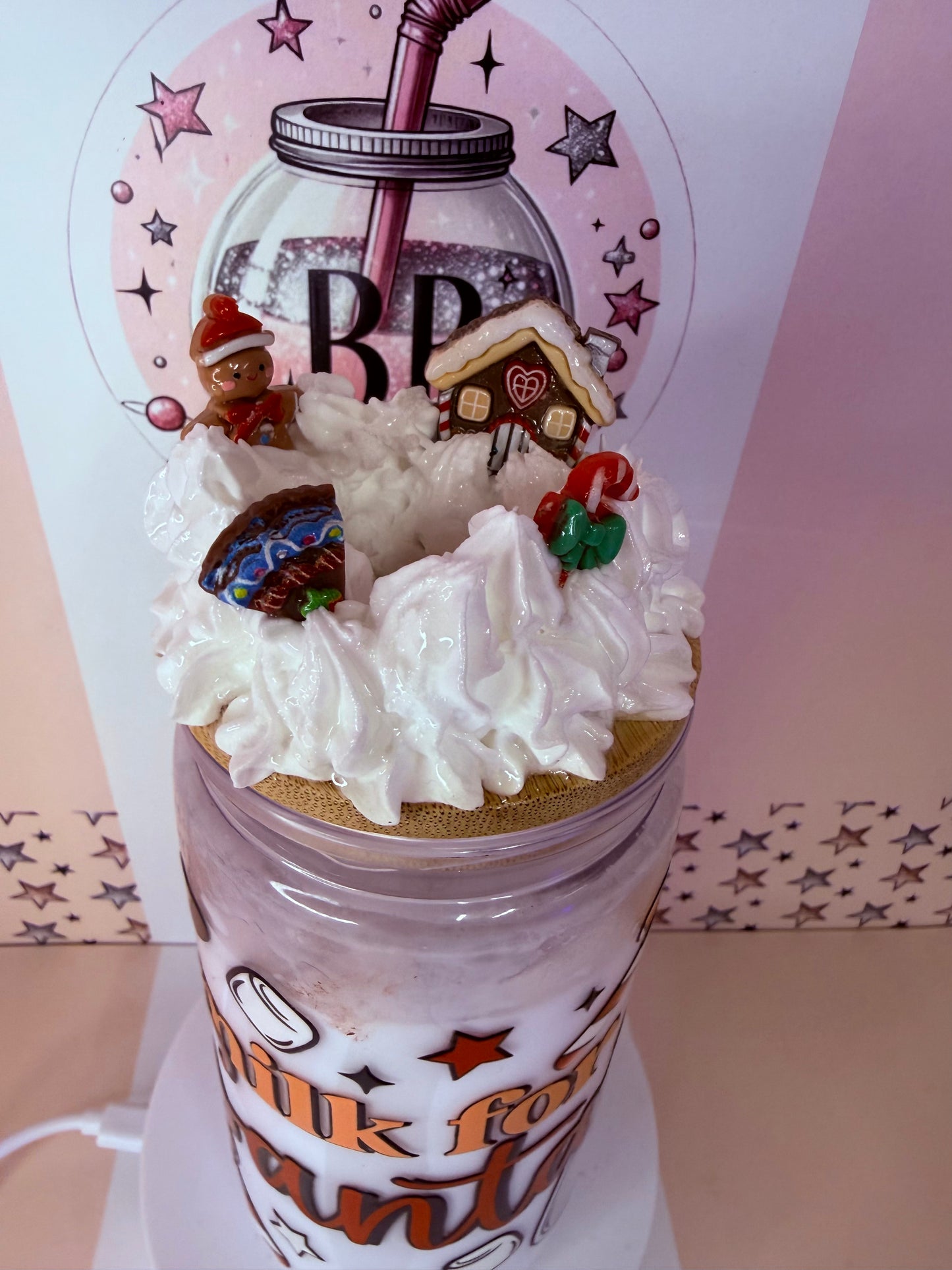 Milk for Santa 16oz acrylic “milk” snowglobe cup