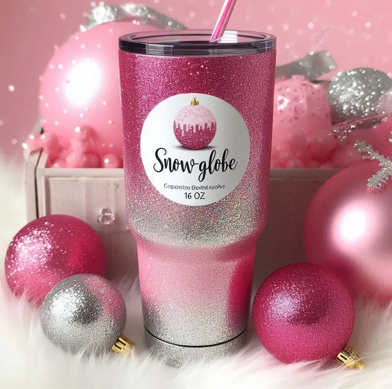 16oz acrylic snowglobe cup