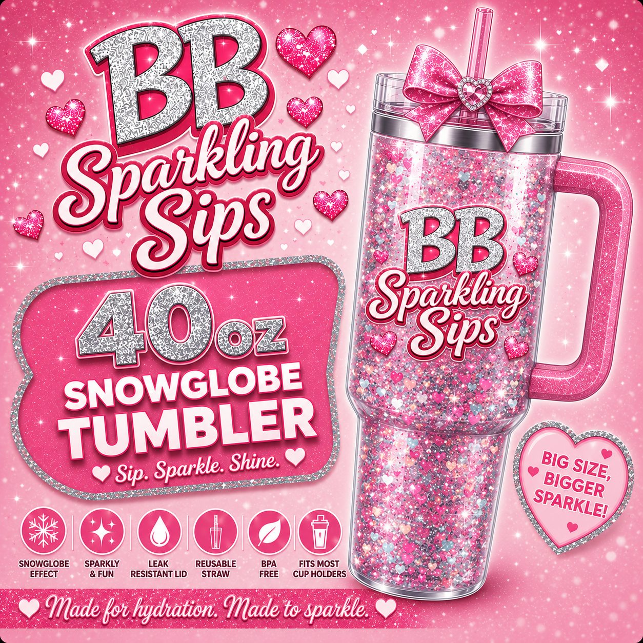 40oz acrylic snowglobe tumbler