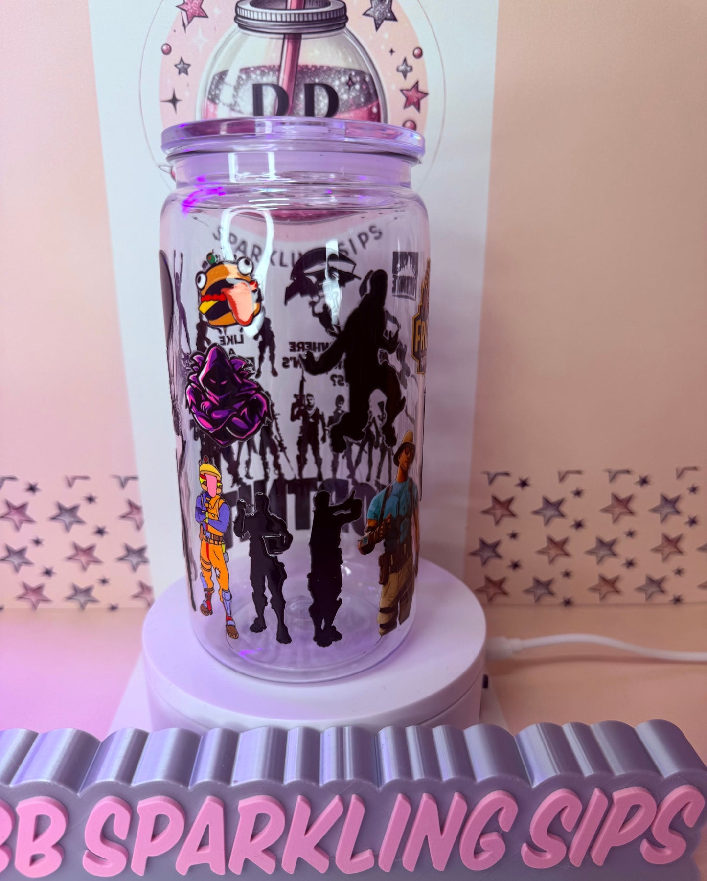 Fortnite 16oz acrylic clear can