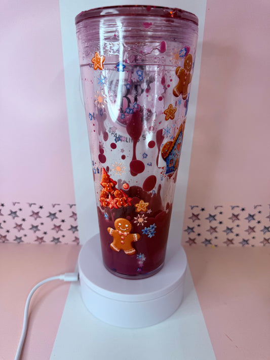 Christmas cookie house 24oz lava drip snowglobe tumbler