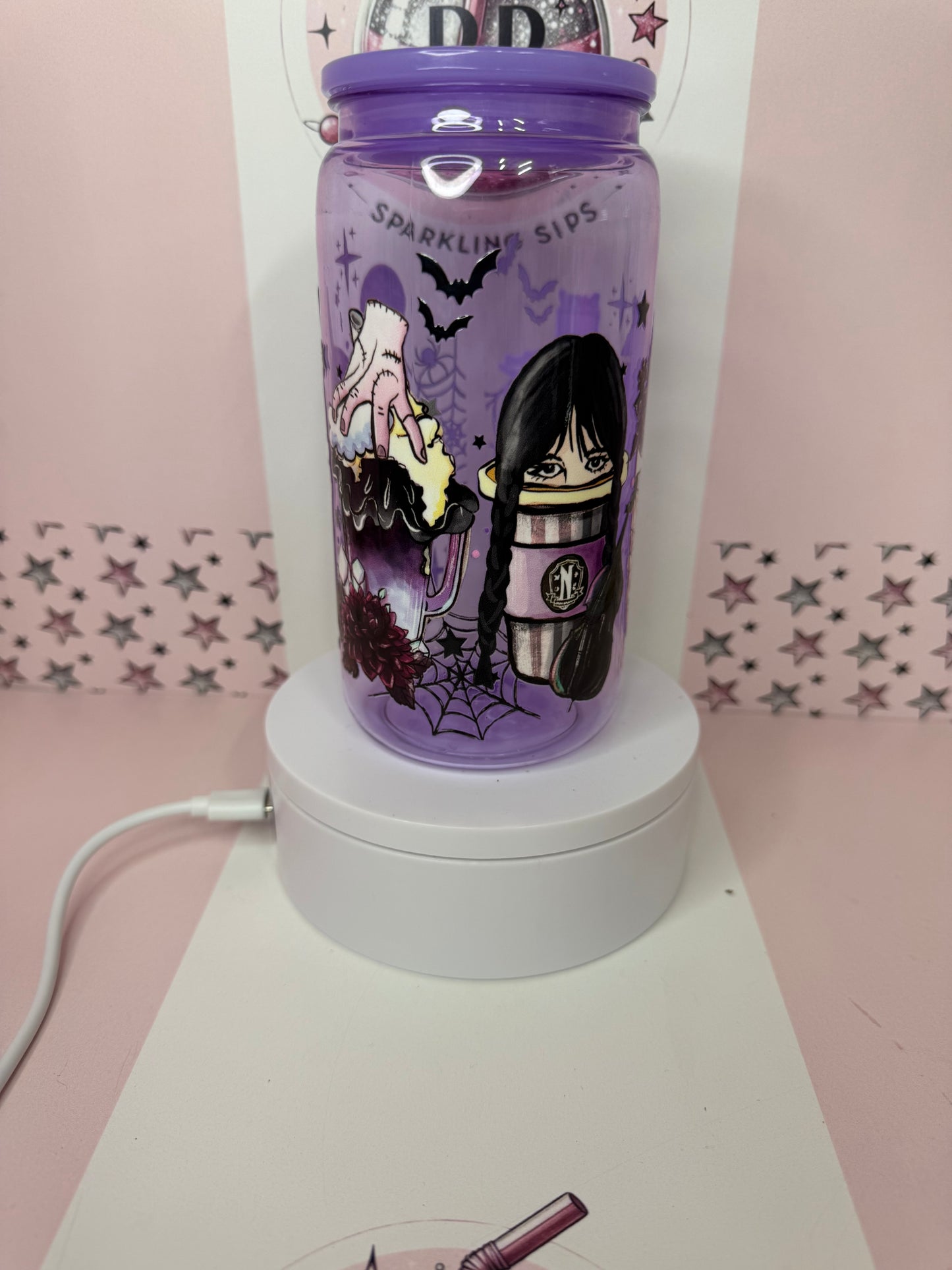 Purple 16oz acrylic Wednesday Coloured Can