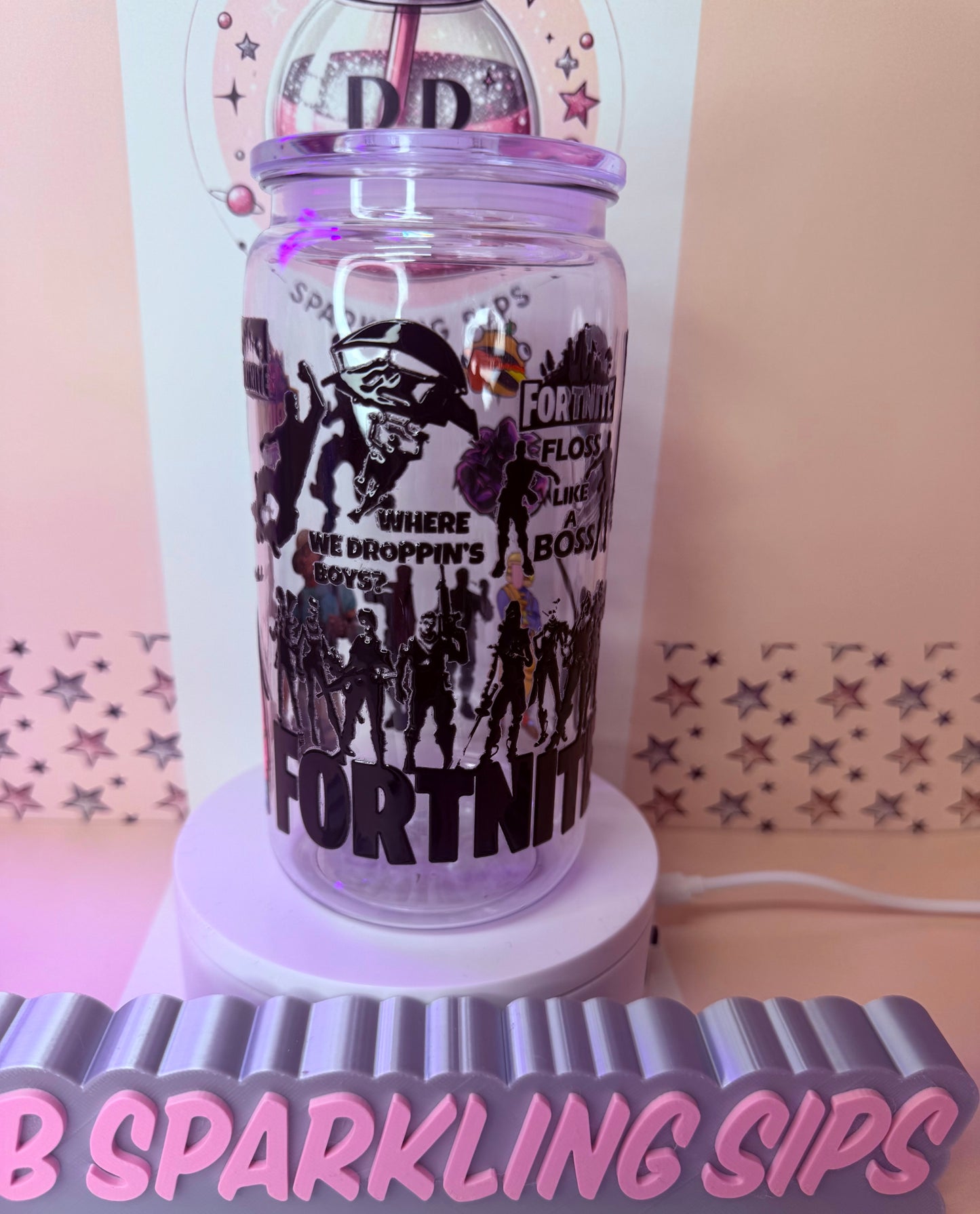Fortnite 16oz acrylic clear can
