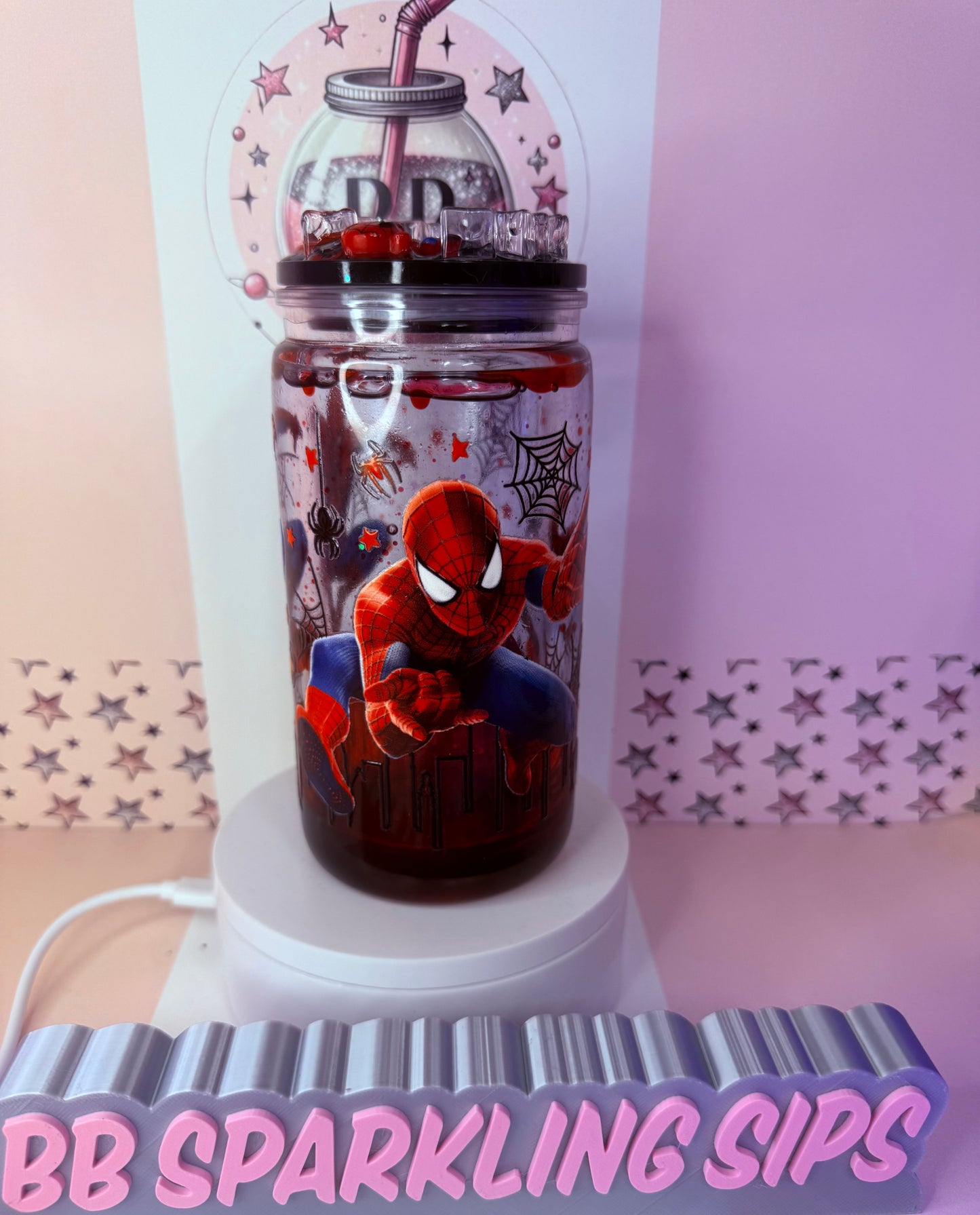 Spider-Man 16oz acrylic drip snowglobe cup