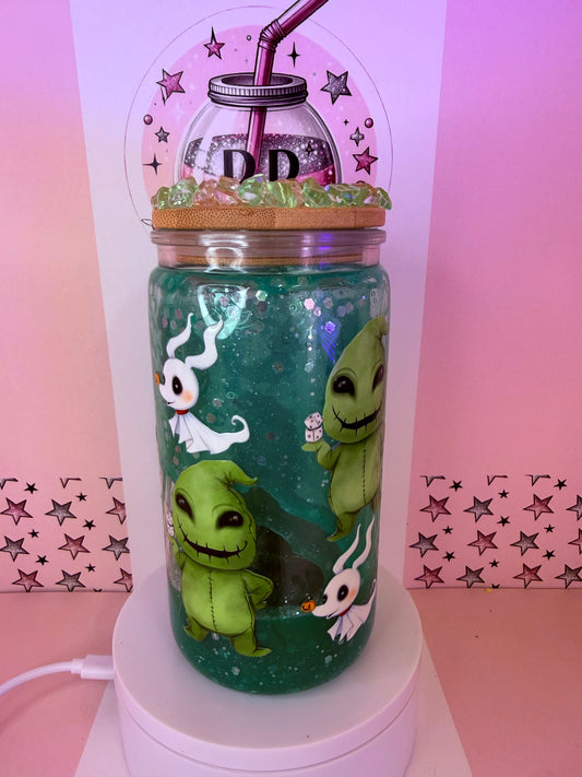 16oz Acrylic Oogie Boogie Nightmare Before Christmas Green Drip Cup