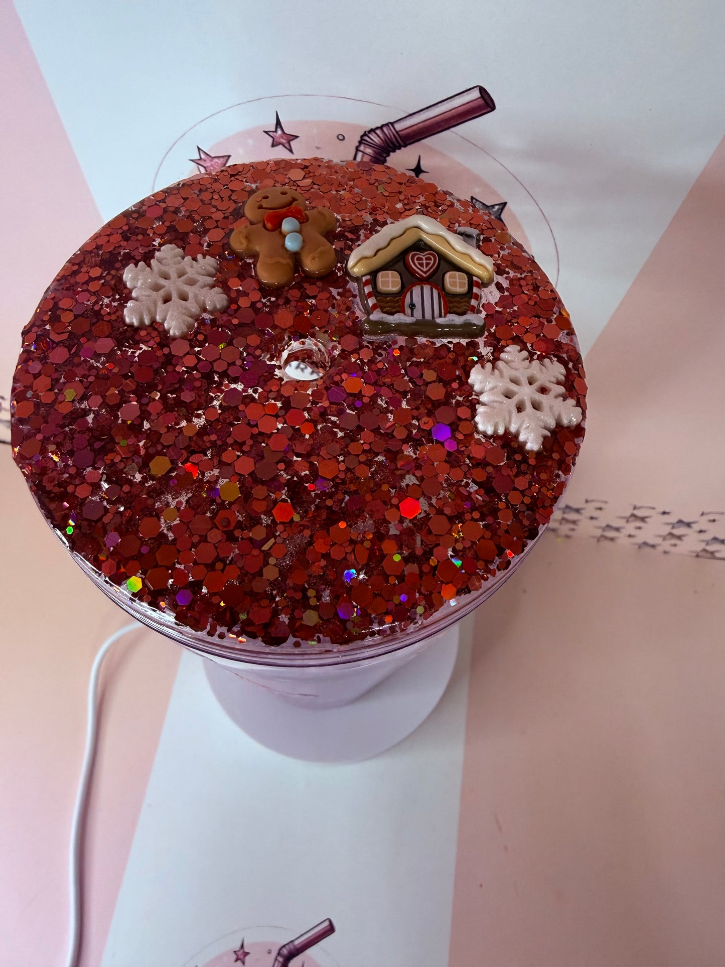 Christmas cookie house 24oz lava drip snowglobe tumbler