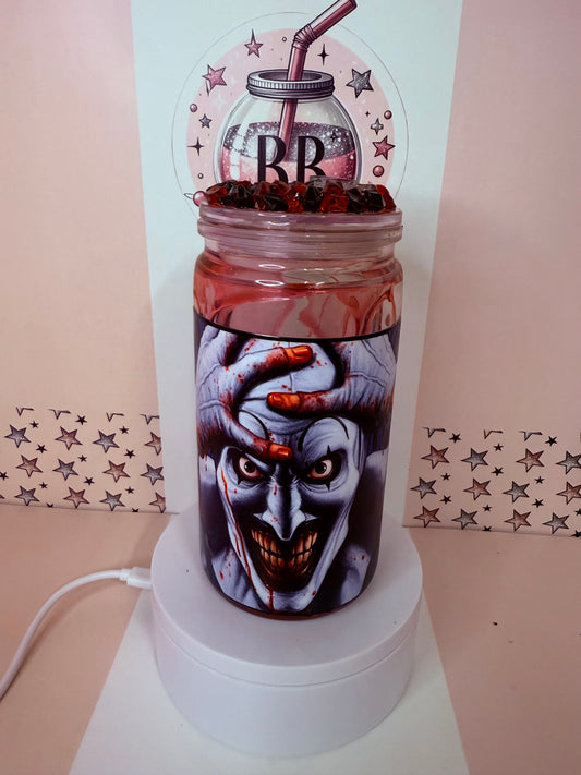 The Terrifier 16oz acrylic drip snowglobe tumbler