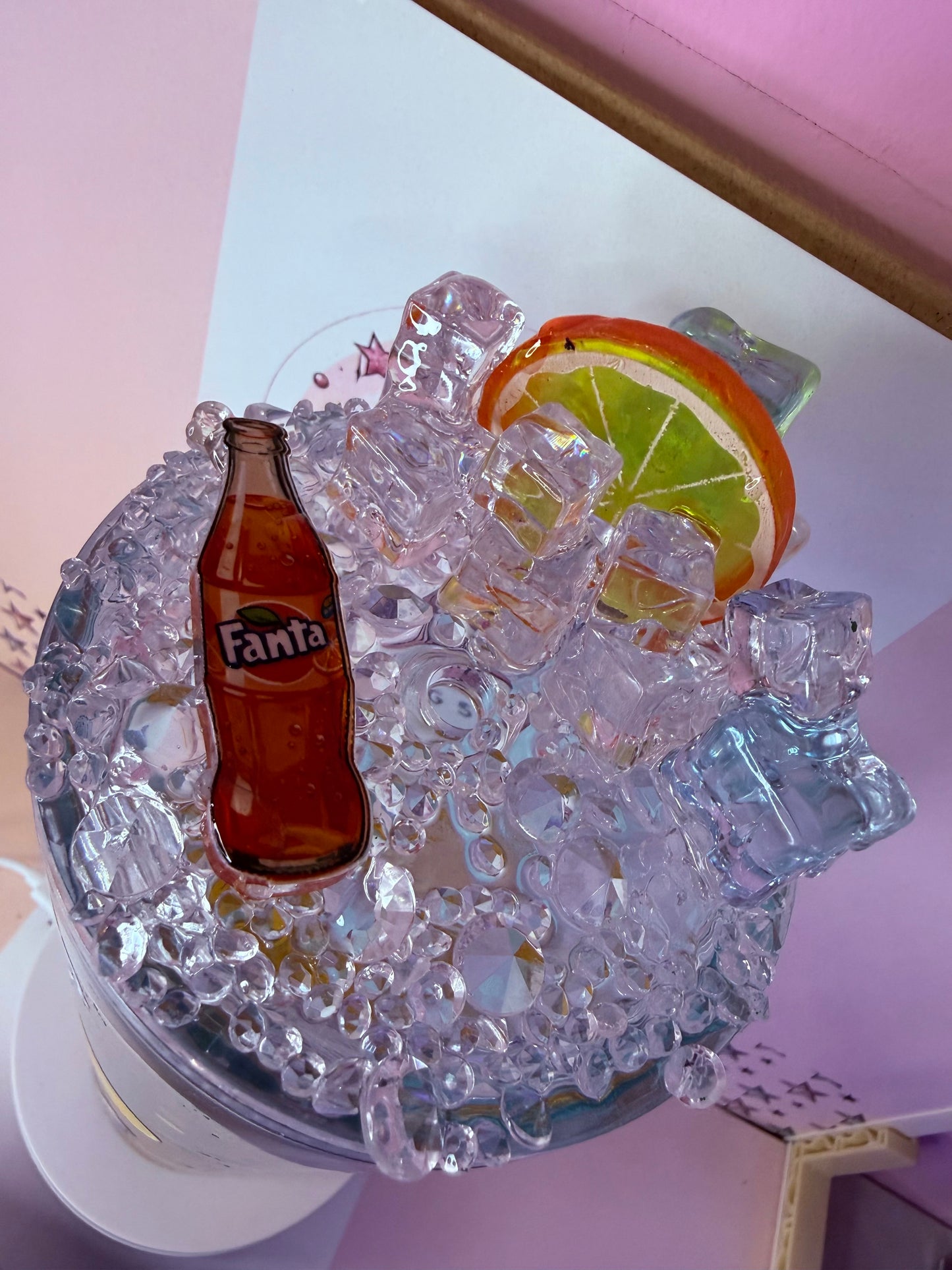 Fanta “ice & a slice” 24oz lava drip snowglobe tumbler