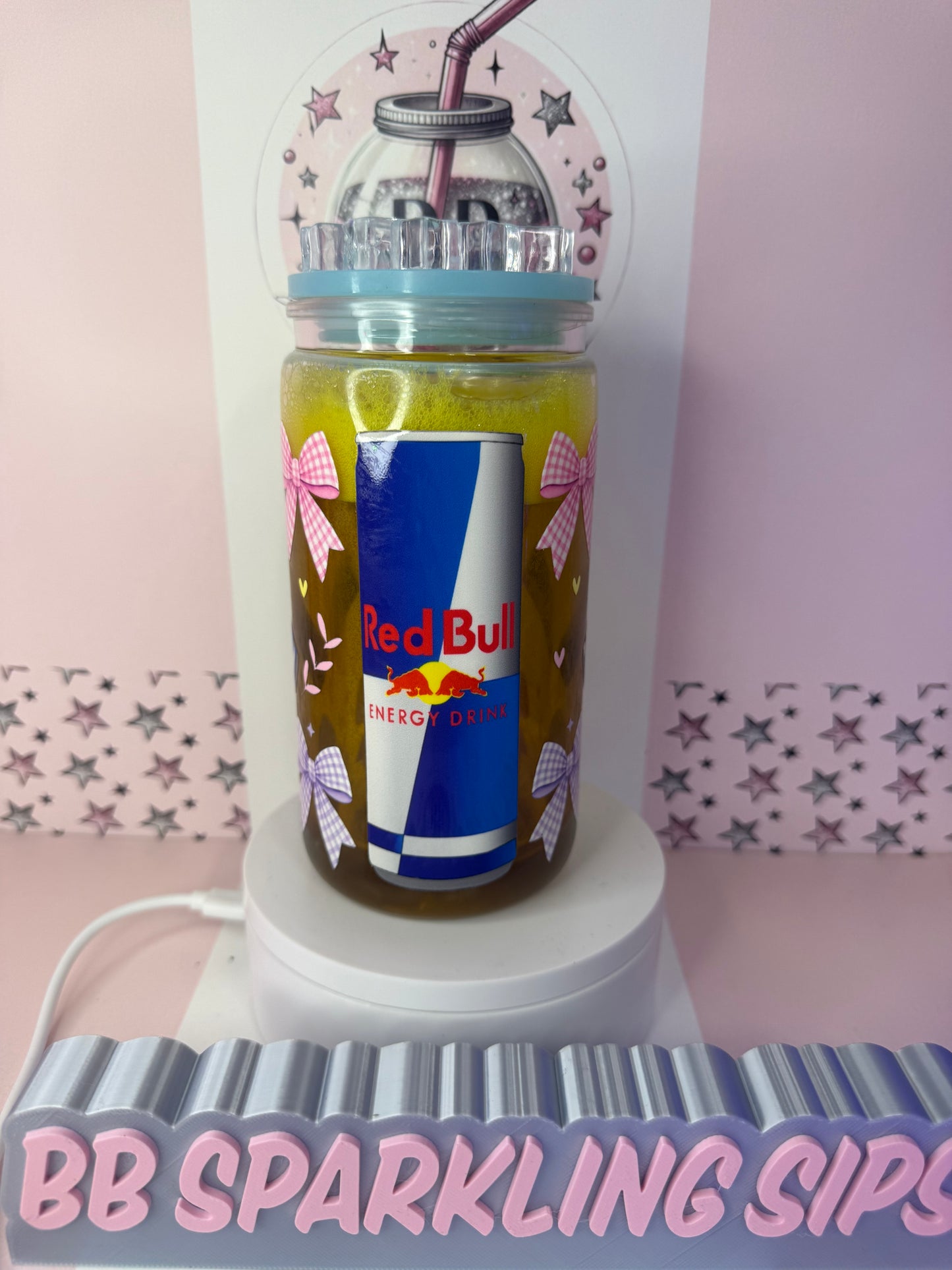 Red Bull 16oz acrylic snowglobe cup