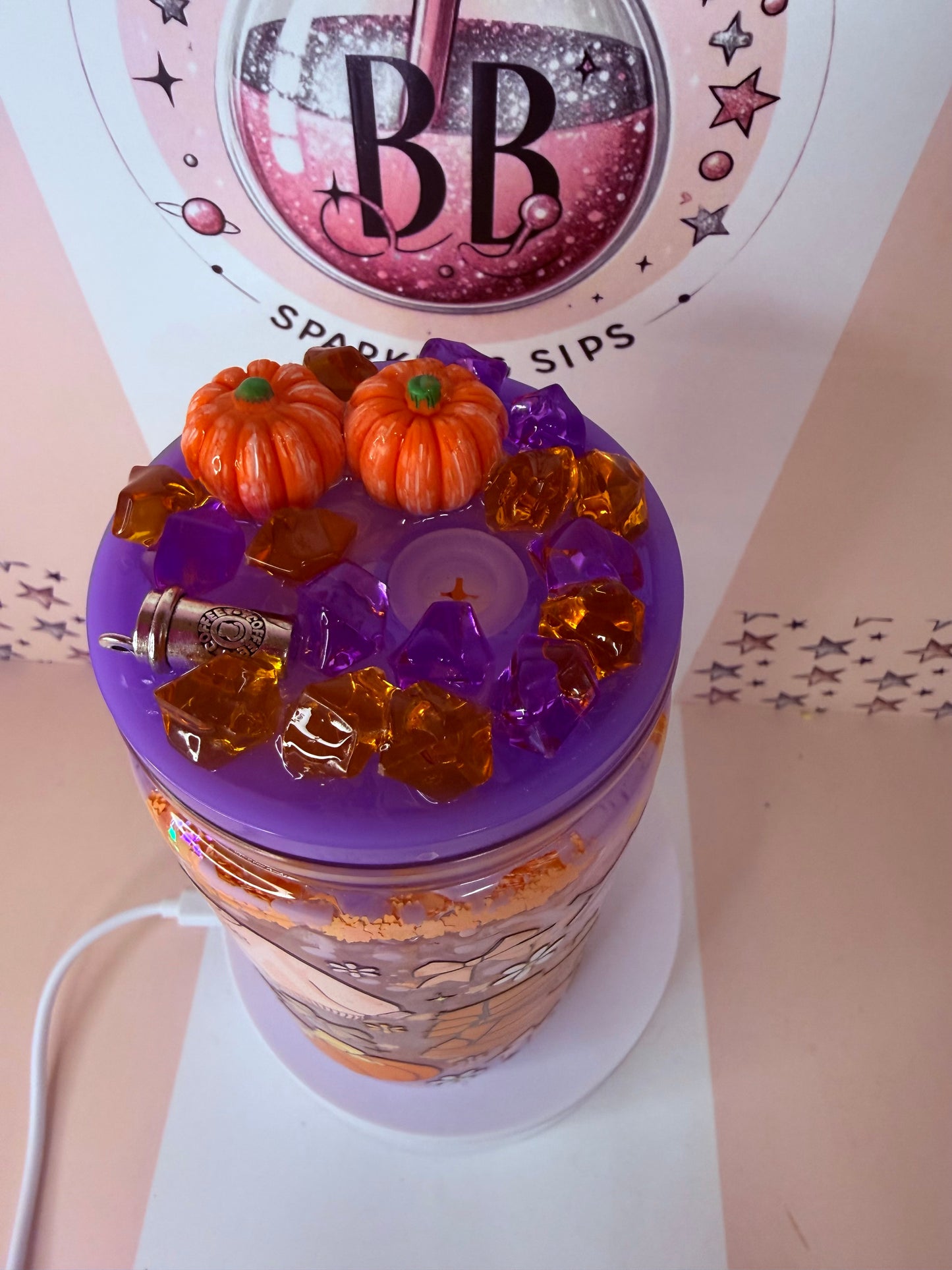 Autumn Cosy pumpkin 16oz acrylic lava drip snowglobe cup