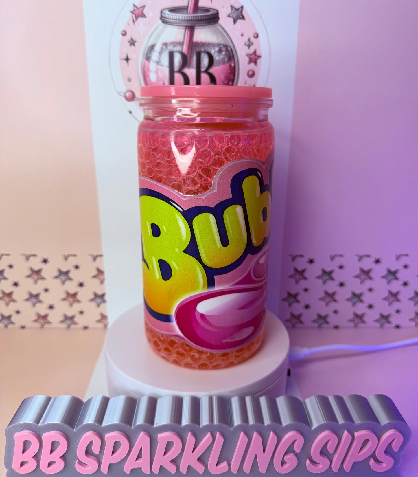 Bubaloo bubblegum “bubble” 16oz acrylic snowglobe cup
