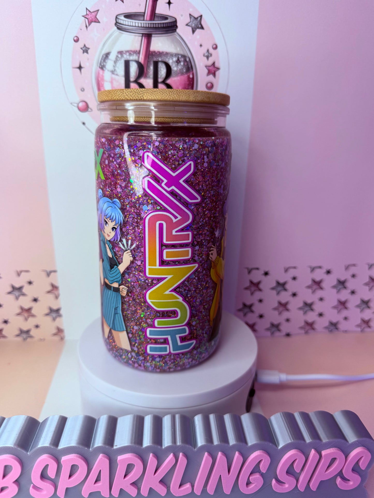 K-Pop Demon Hunters 16oz acrylic glitter snowglobe cup