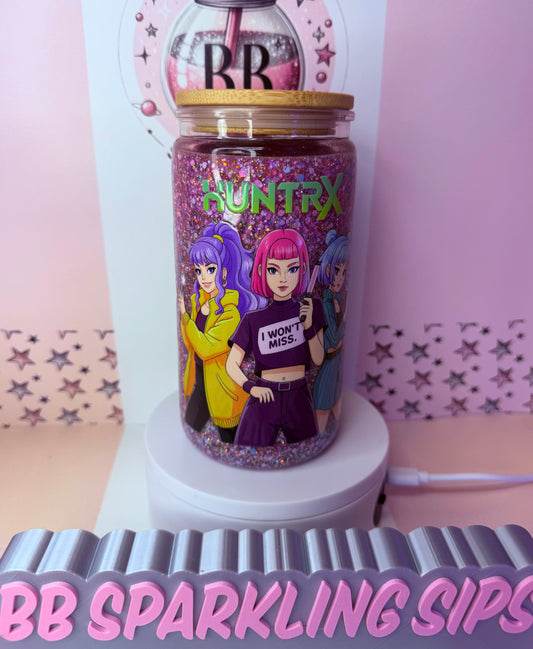 K-Pop Demon Hunters 16oz acrylic glitter snowglobe cup