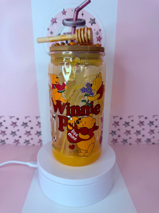 Pooh Bear hunny drip 16oz acrylic snowglobe cup