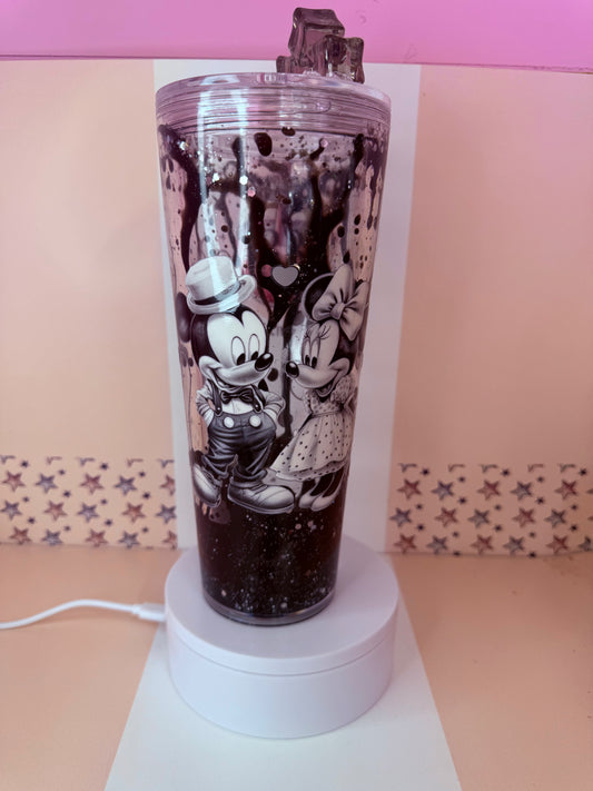 2 mice 24oz lava drip snowglobe tumbler