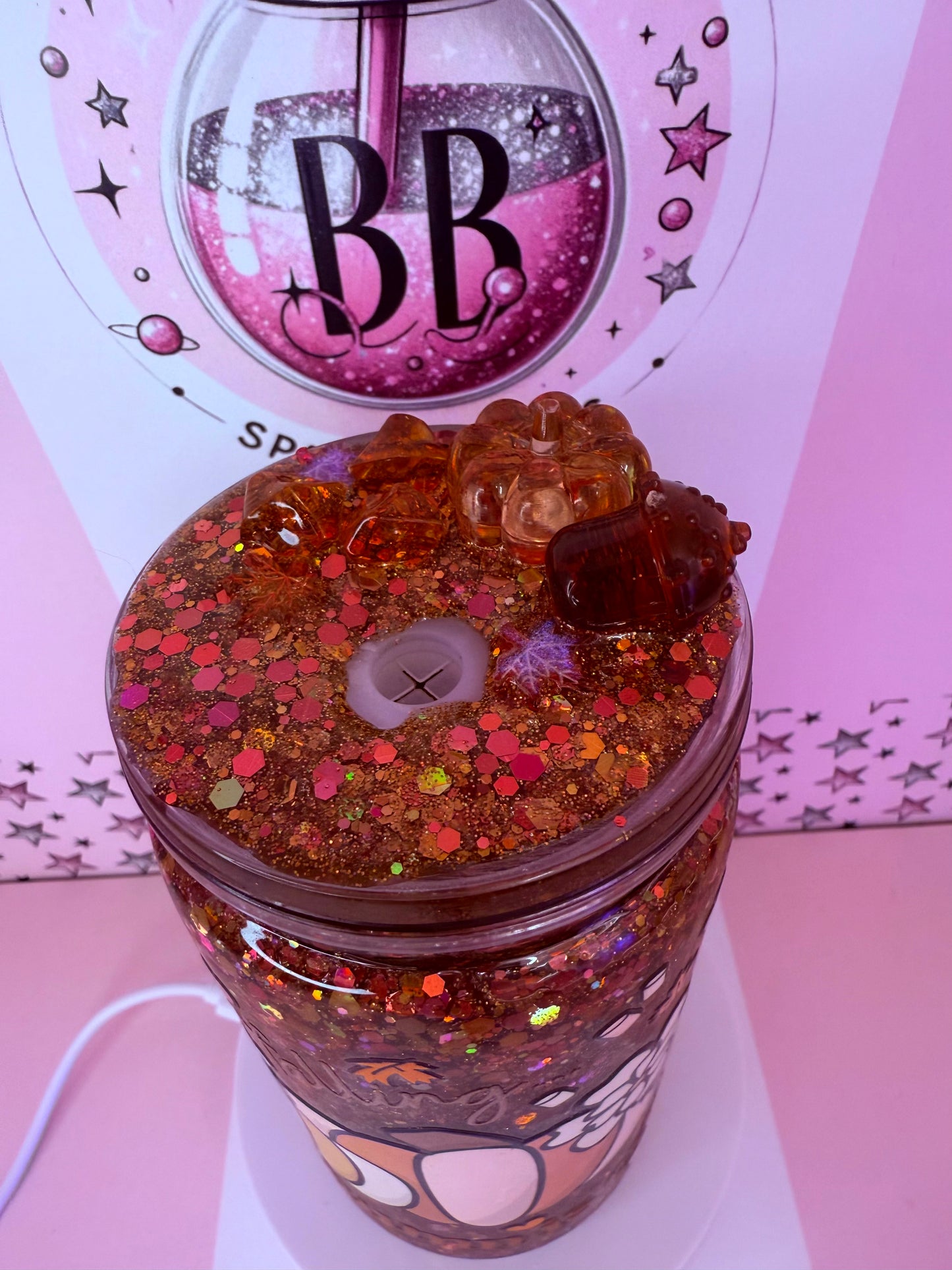 Leaves are falling Autumn 16oz acrylic snowglobe glitter cup