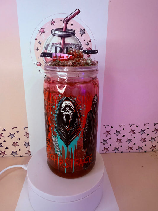 Halloween Scream 16oz red drip snowglobe cup