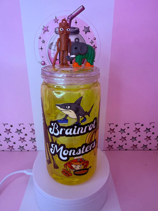 Italian Brain Rot 16oz acrylic yellow drip snowglobe cup