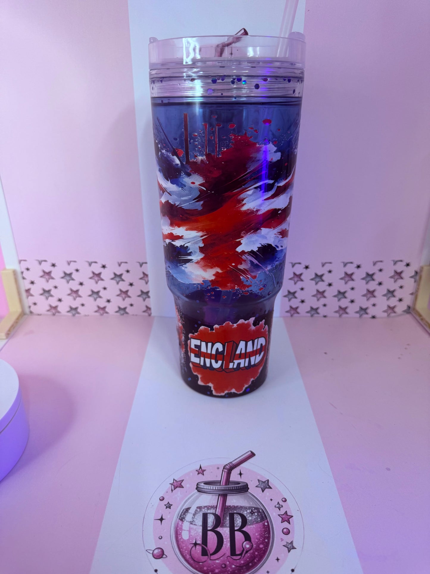 England flag 40oz dual lava drip acrylic tumbler