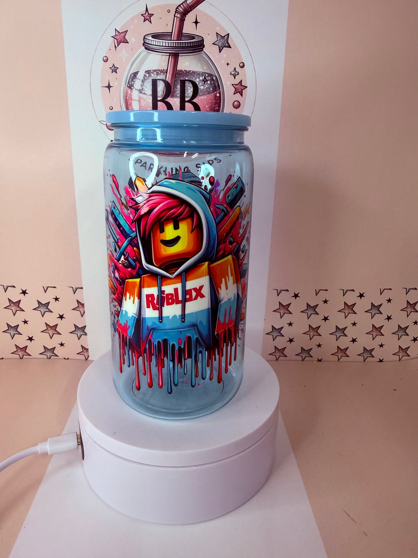 Roblox Blue 16oz acrylic coloured can