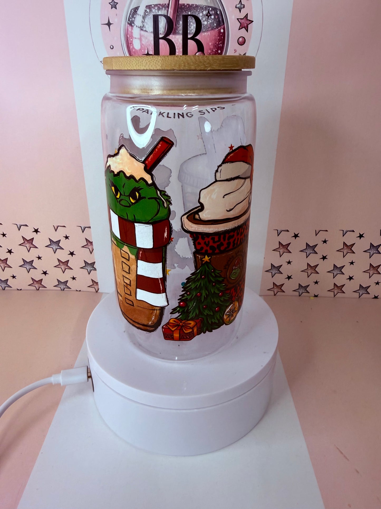 Grinch 16oz acrylic clear can