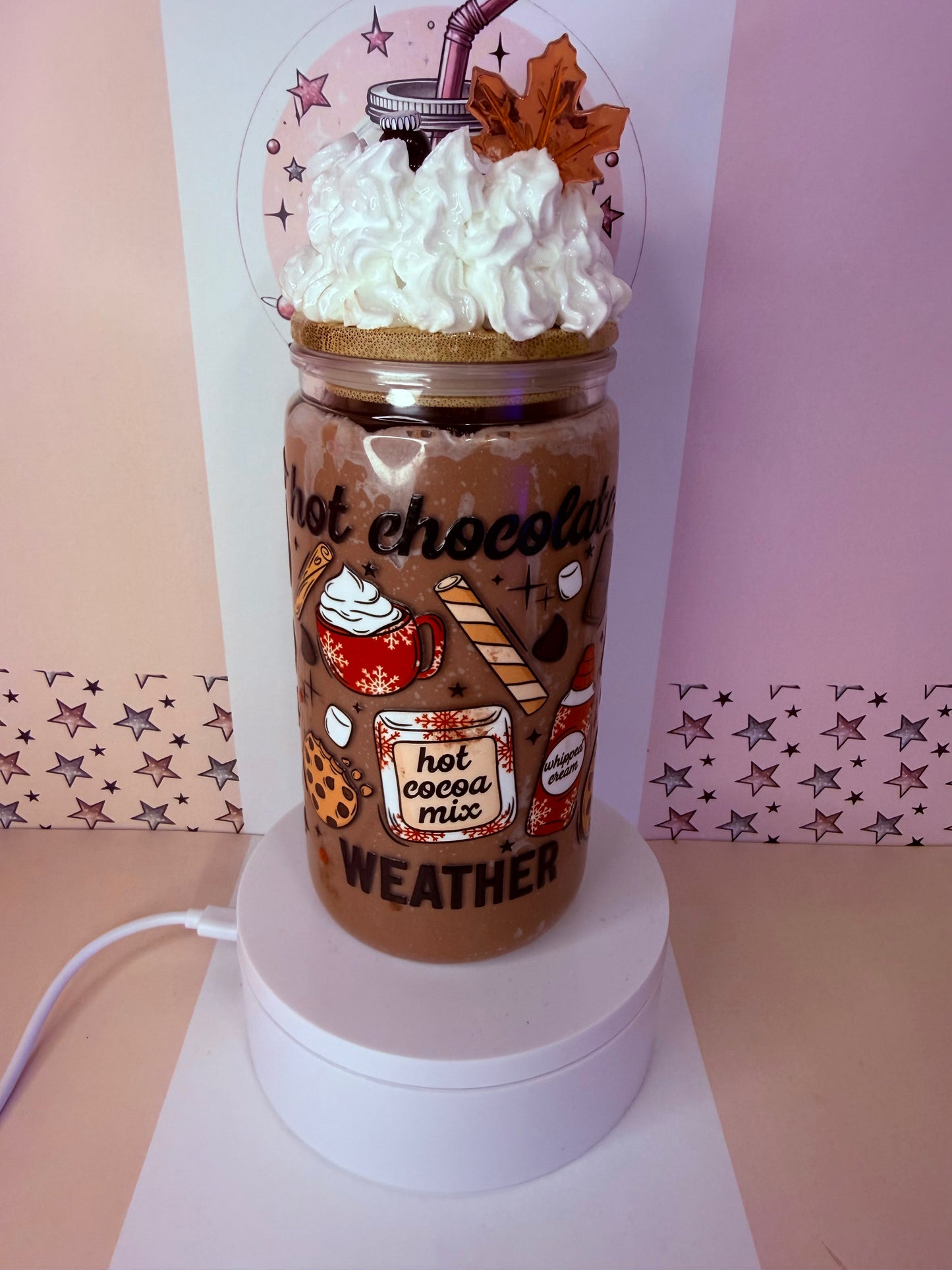 Hot Chocolate 16oz acrylic snowglobe Drip cup