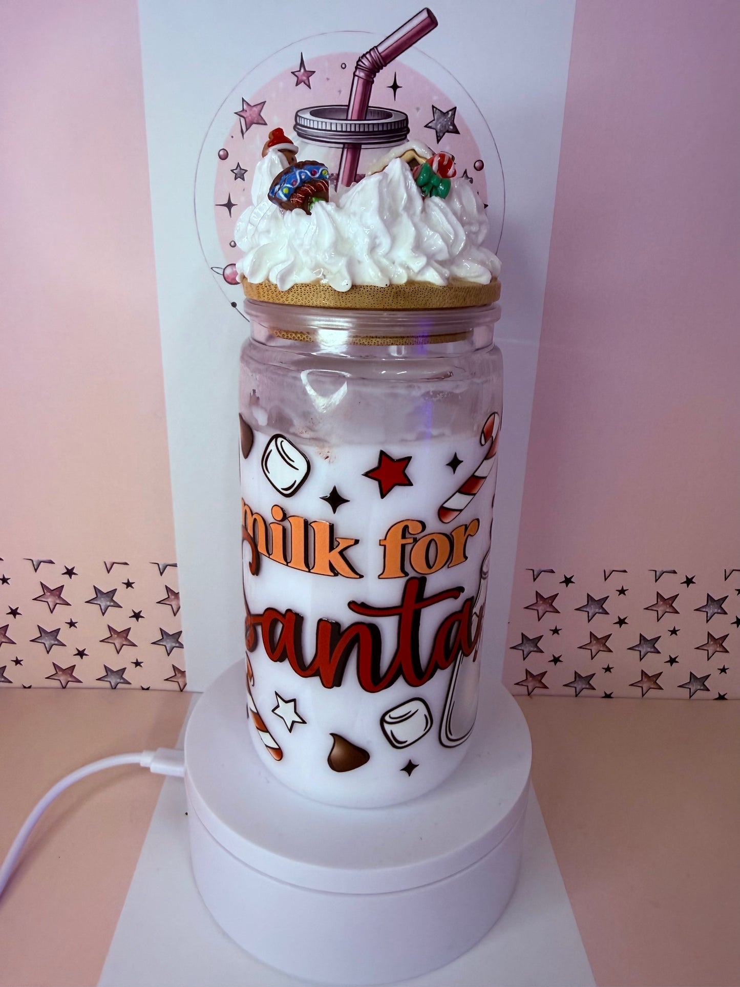Milk for Santa 16oz acrylic “milk” snowglobe cup