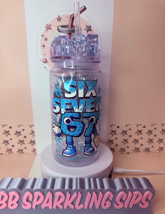 “ 6 7 “ 16oz acrylic clear can with ice embellished lid
