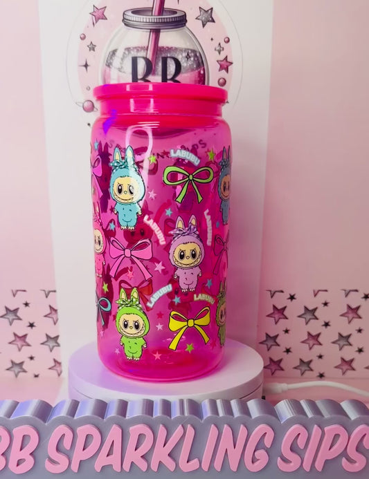 Labubu 16oz acrylic coloured can