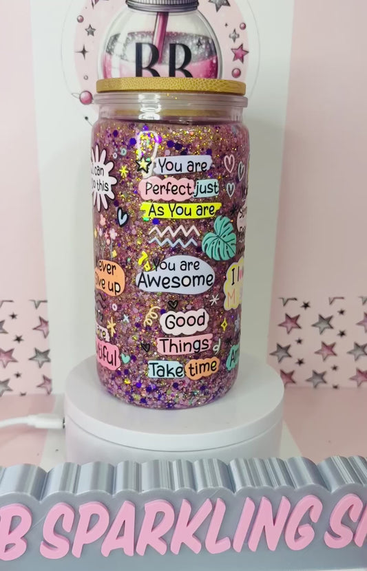 Cup of positivity 16oz acrylic glitter snowglobe cup