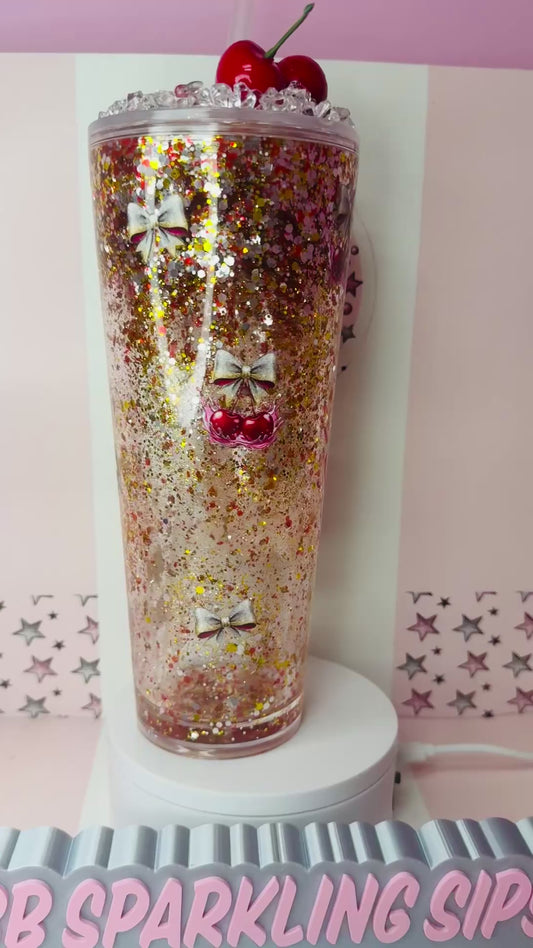 Bows & Cherries 24oz acrylic waterfall tumbler