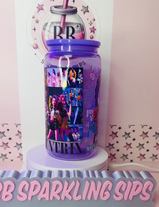 K-Pop Demon Hunters 16oz acrylic coloured can