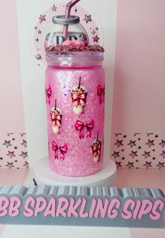 Iced Coffee 16oz acrylic glitter snowglobe cup