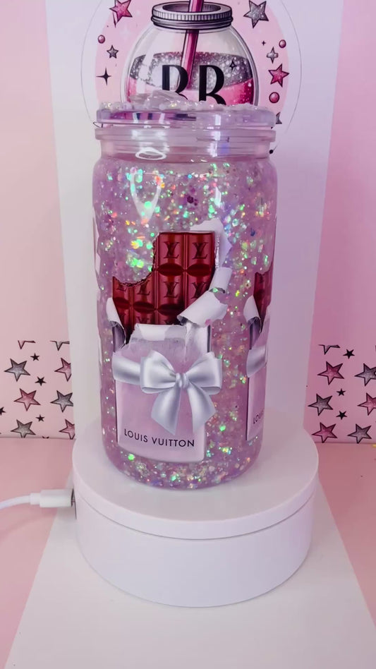 LV inspired 16oz acrylic snowglobe cup