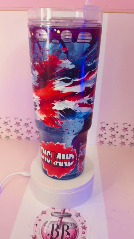 England flag 40oz dual lava drip acrylic tumbler