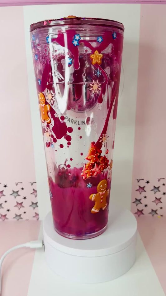 Christmas cookie house 24oz lava drip snowglobe tumbler