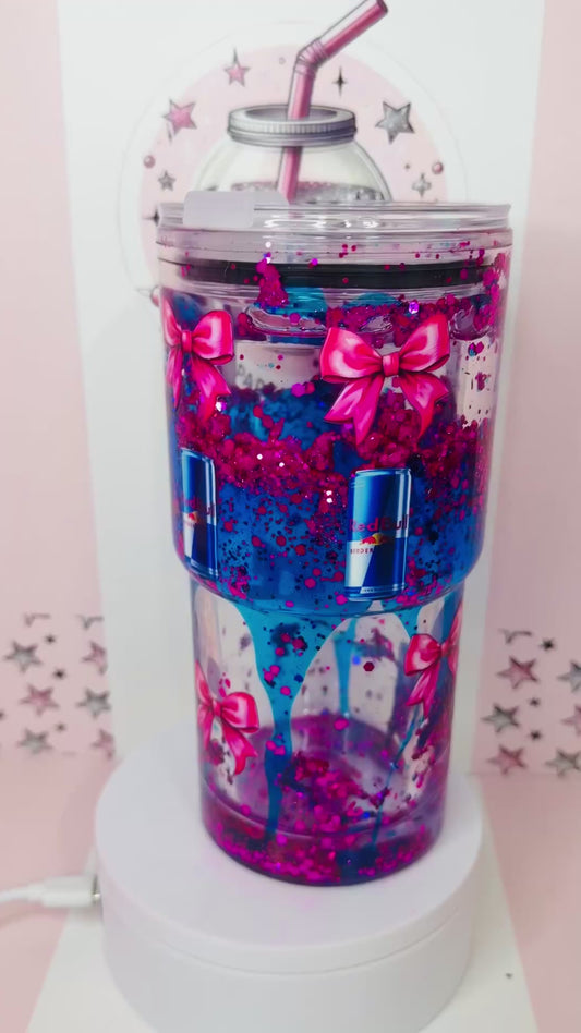 18oz acrylic Red Bull & Bows Lava Drip Tumbler