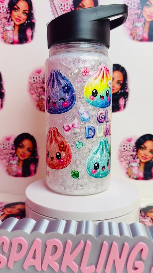 10oz Children's Acrylic Glitter Dumpling Bottle