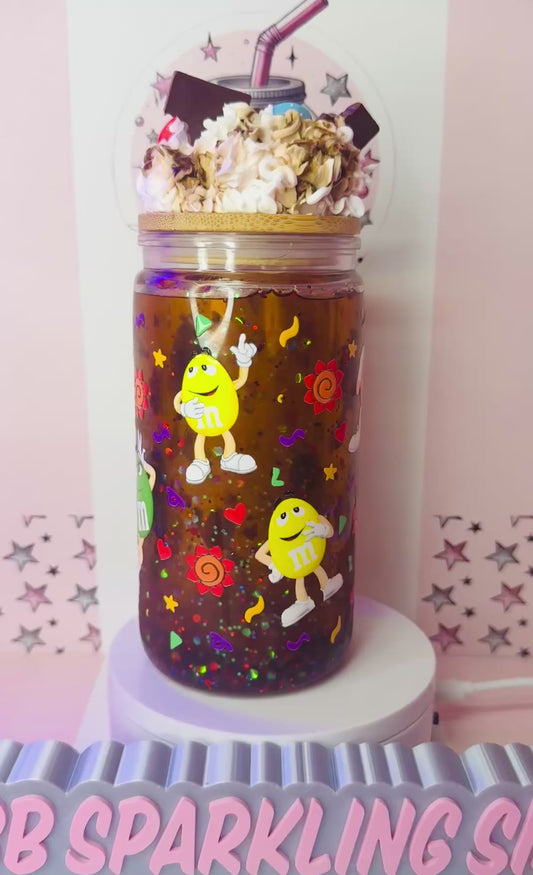 M&M Chocolate 16oz acrylic snowglobe cup