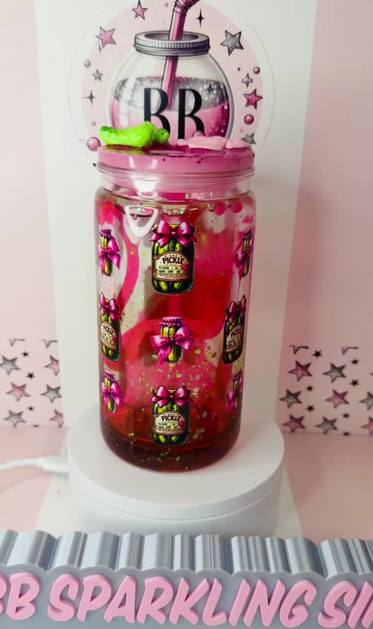 Pickle & Bows 16oz acrylic lava drip snowglobe cup