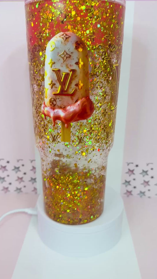 LV lolly 40oz lava drip snowglobe tumbler