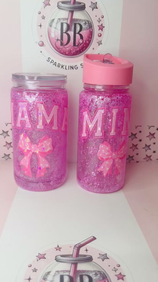Mama & Mini 16oz & 10oz glitter waterfall set
